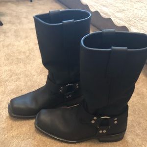 Men’s Biker Black Leather Boots